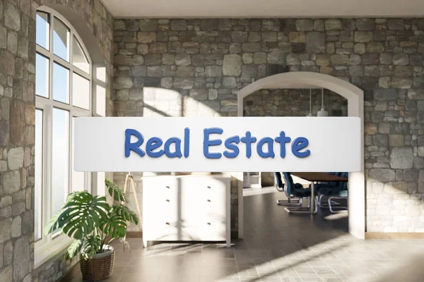 Real Estate Search Box Text Floating Air Luxurious Loft Apartment — Stock Photo, Image