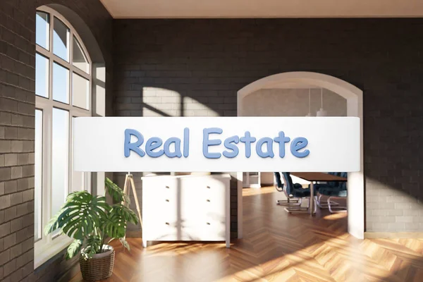Real Estate Search Box Text Floating Air Luxurious Loft Apartment — Stock Photo, Image