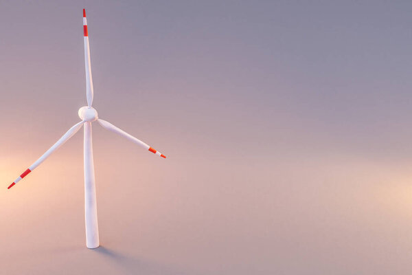 colorfull background; miniature windmill sustainablity renewable energy concept; 3d illustration