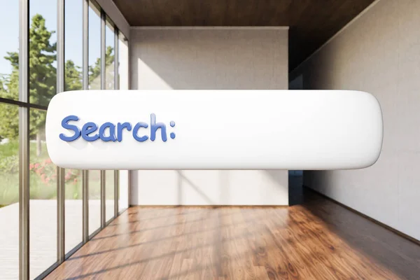 Search Box Tekst Zweven Lucht Luxe Loft Appartement Met Raam — Stockfoto