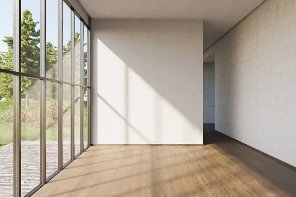 Luxurious Empty Loft Apartment Window Minimalistic Interior Living Room Design — Stock Photo, Image