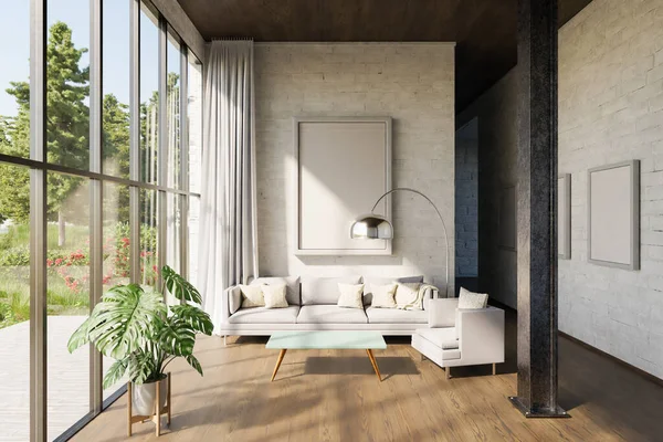 Texto Caixa Pesquisa Flutuando Luxuoso Apartamento Loft Com Janela Jardim — Fotografia de Stock
