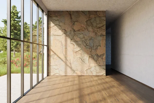 Lüks Boş Daire Penceresi Minimalist Oturma Odası Tasarımı Görüntü - Stok İmaj