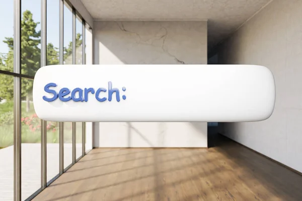 Search Box Szöveg Lebegő Légköri Luxus Tetőtéri Apartman Ablakkal Kerttel — Stock Fotó