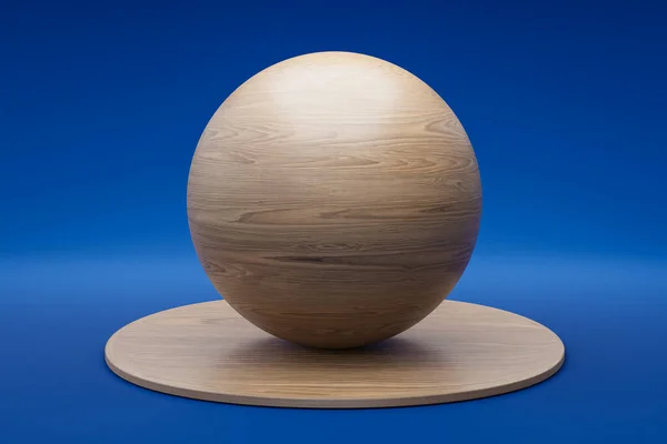 Pódio Madeira Com Esfera Bola Sobre Fundo Pedestal Beleza Apresentação — Fotografia de Stock