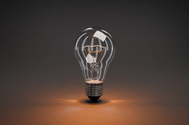 Sonsuz arkaplanda tek bir ampul; 3B kırmızılaştırma