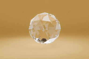 Sonsuz renkli arka planda havada süzülen cam küre, kozmetik ürün sunumu, 3 boyutlu illüstrasyon