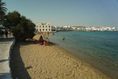 Yunanistan 'da Mykonos' un Manzarası ve Manzarası