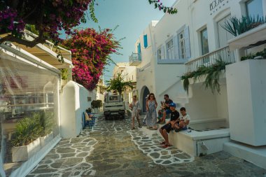 Yunanistan 'da Mykonos' un Manzarası ve Manzarası