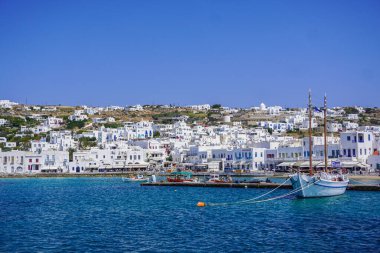 Yunanistan 'da Mykonos' un Manzarası ve Manzarası