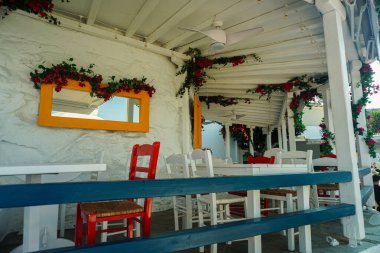 Yunanistan 'da Mykonos' un Manzarası ve Manzarası