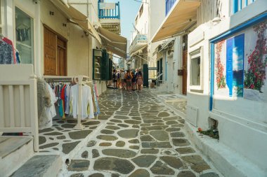 Yunanistan 'da Mykonos' un Manzarası ve Manzarası