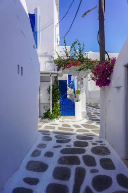 Yunanistan 'da Mykonos' un Manzarası ve Manzarası