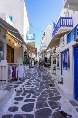 Yunanistan 'da Mykonos' un Manzarası ve Manzarası