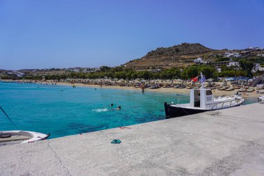 Yunanistan 'da Mykonos' un Manzarası ve Manzarası