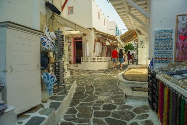 Yunanistan 'da Mykonos' un Manzarası ve Manzarası