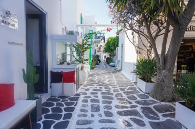 Yunanistan 'da Mykonos' un Manzarası ve Manzarası
