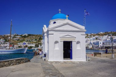 Yunanistan 'da Mykonos' un Manzarası ve Manzarası