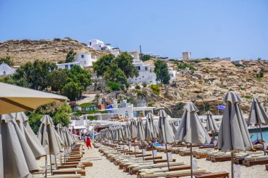 Yunanistan 'da Mykonos' un Manzarası ve Manzarası