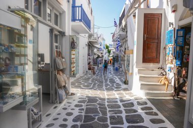 Yunanistan 'da Mykonos' un Manzarası ve Manzarası