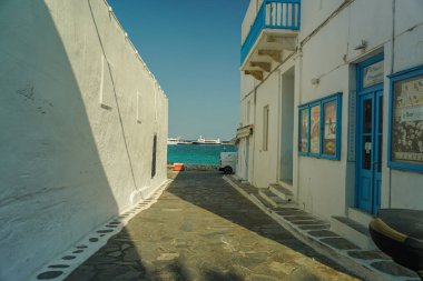 Yunanistan 'da Mykonos' un Manzarası ve Manzarası