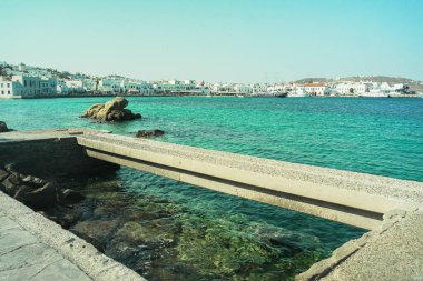 Yunanistan 'da Mykonos' un Manzarası ve Manzarası