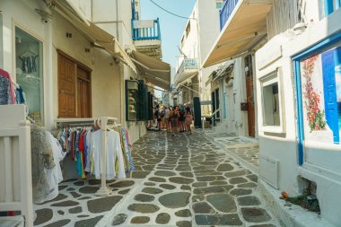 Yunanistan 'da Mykonos' un Manzarası ve Manzarası