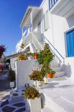 Yunanistan 'da Mykonos' un Manzarası ve Manzarası