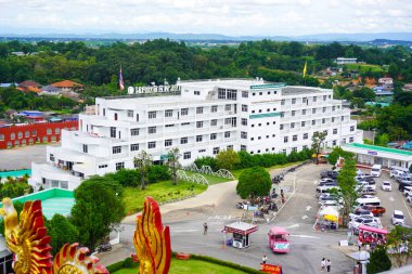 Hospital near The red Temple in Wat Huay Pla Kang, Thailand clipart