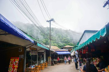 Shops in the small village in Ban Doi Pui, Thailand clipart