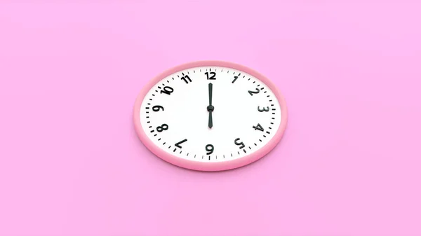 Світло Рожеві Настінні Годинники Рожевому Фоні Концепція Часу Візуалізація Вид — стокове фото