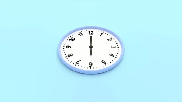 Niebieski Zegar Ścienny Niebieskim Tle Koncepcja Czasu Renderowanie Top Widok — Zdjęcie stockowe
