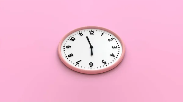 粉红背景上的粉红墙时钟 时间概念 3D渲染 工作室背景中隔离的粉红墙时钟的Top View3D渲染 — 图库照片