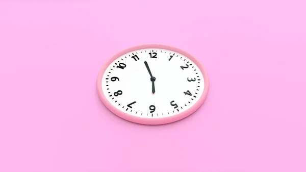 Reloj Pared Rosa Sobre Fondo Rosa Concepto Tiempo Representación Top — Foto de Stock