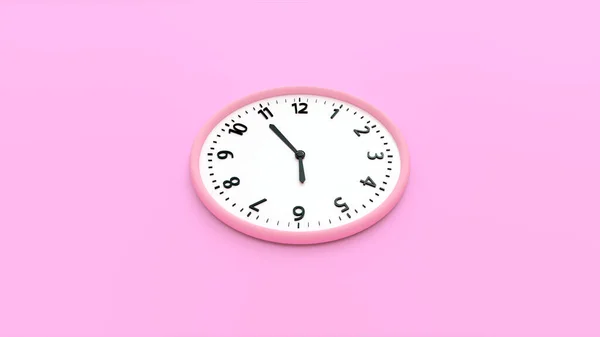 粉红和粉红背景的白色挂钟 最小的概念 粉红背景上的白墙时钟3D渲染 — 图库照片