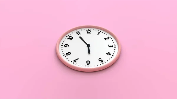 Horloge Murale Blanche Sur Fond Rose Rose Concept Minimal Rendu — Photo