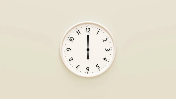 Horloge Blanche Sur Fond Couleur Pastel Horloge Murale Blanche Accrochée — Photo