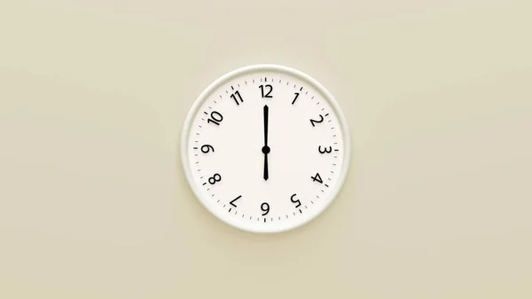 Белые Часы Пастельном Фоне Стене Висят Белые Настенные Часы Минималистские — стоковое фото