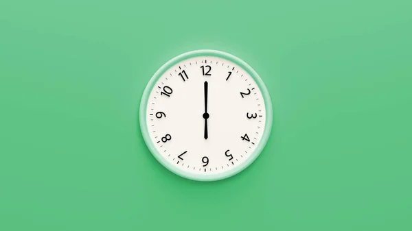 パステルカラーの背景にホワイトクロック 白い壁の時計が壁にかかっている プラスチック製の壁時計のミニマリズムフラットレイ画像の色背景上 時間概念 コピースペース ６時に — ストック写真