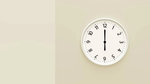 Λευκό Ρολόι Παστέλ Χρώμα Φόντο Λευκό Ρολόι Τοίχου Κρέμεται Στον — Φωτογραφία Αρχείου
