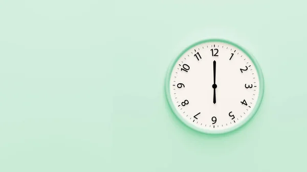 Biały Zegar Pastelowym Tle Koloru Biały Zegar Wisi Ścianie Minimalistyczny — Zdjęcie stockowe