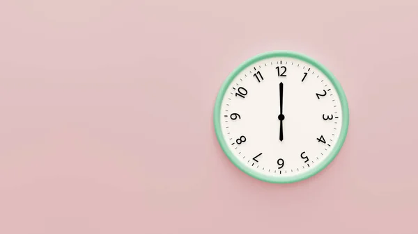 Vit Klocka Pastell Färg Bakgrund Vit Väggklocka Hängande Väggen Minimalistisk — Stockfoto