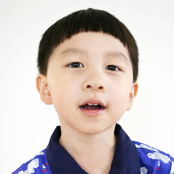 Nahaufnahme Porträt Eines Kindes Lustiger Kleiner Junge Portrait Kid Frisur — Stockfoto