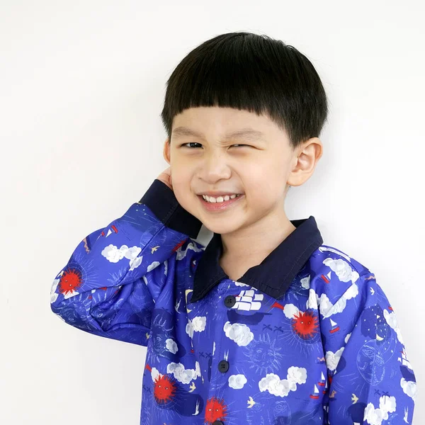Nahaufnahme Porträt Eines Kindes Lustiger Kleiner Junge Portrait Kid Frisur — Stockfoto