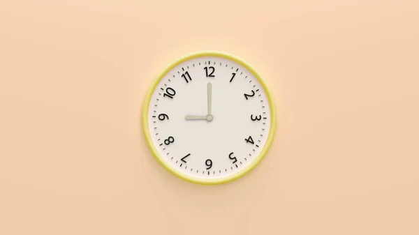 Relógio Parede Branco Fundo Cor Pastel Relógio Branco Pendurado Parede — Fotografia de Stock