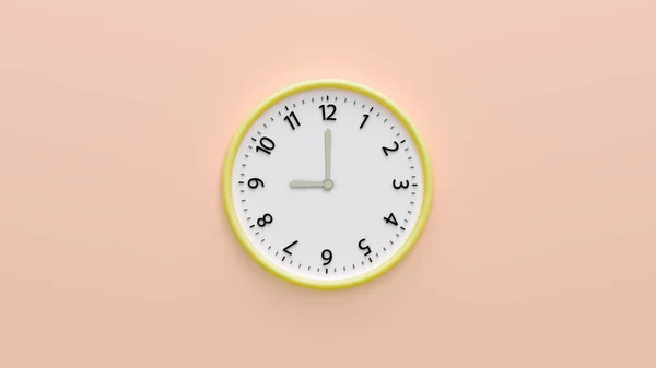 Biały Zegar Ścienny Pastelowym Tle Koloru Biały Zegar Wisi Ścianie — Zdjęcie stockowe