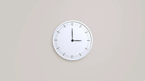 Biały Zegar Ścienny Czarnym Zgodnie Ruchem Wskazówek Zegara Wiszącym Ścianie — Zdjęcie stockowe