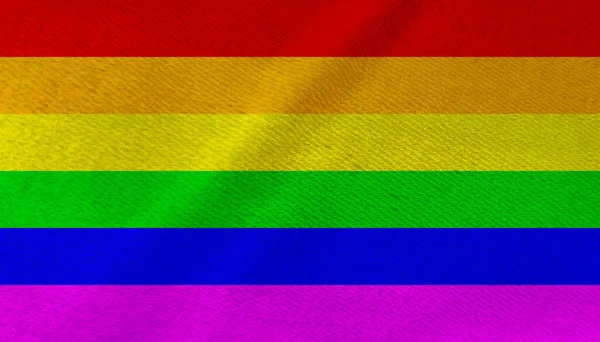 Pride Gay Flagga Grunge Vinka Vinden Närbild Hbtq Regnbågsbanderoll Blåser — Stockfoto