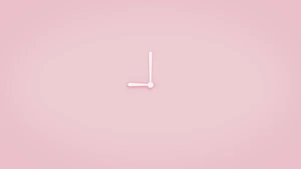 Reloj Manos Pared Pintada Color Rosa Pastel Concepto Tiempo Mínimo — Foto de Stock