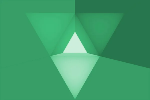 三角形の抽象的な背景 3Dレンダリング 緑の色で三角形の形状を持つ抽象的な幾何学的背景 ストック画像